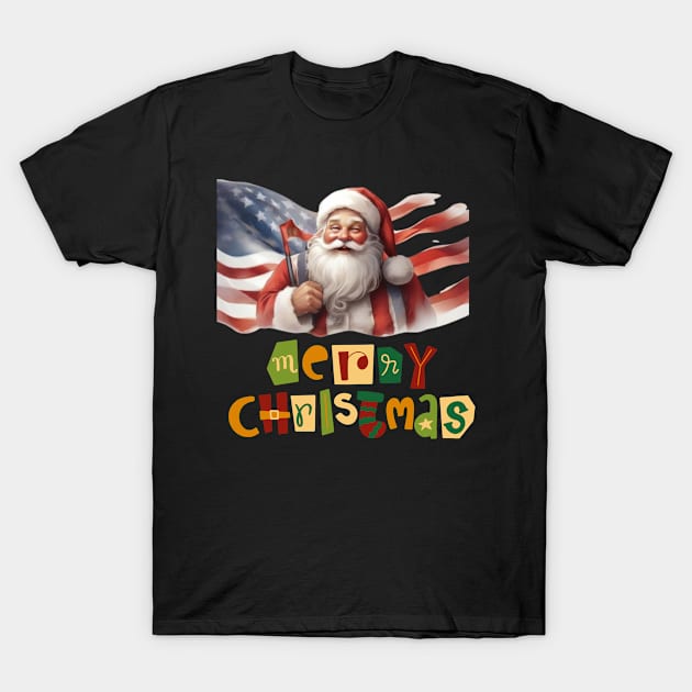 Usa flag merry christmas santa family friends, funny most likely T-Shirt by YuriArt